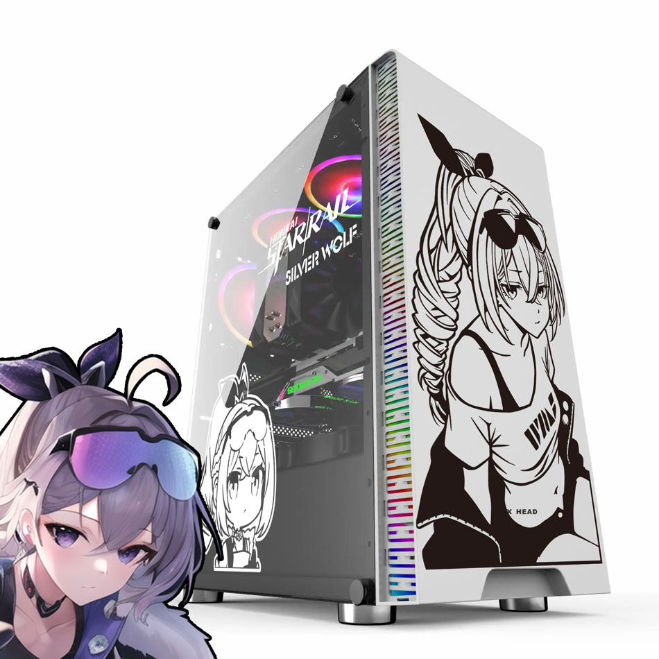Silver Wolf Anime Stickers for - đánh giá và giá Console Gaming Pc Case