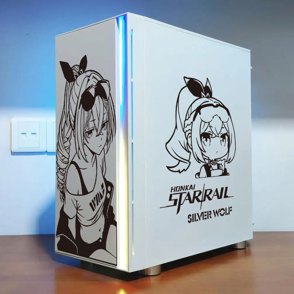 Silver Wolf Anime Stickers for - đánh giá và giá Console Gaming Pc Case